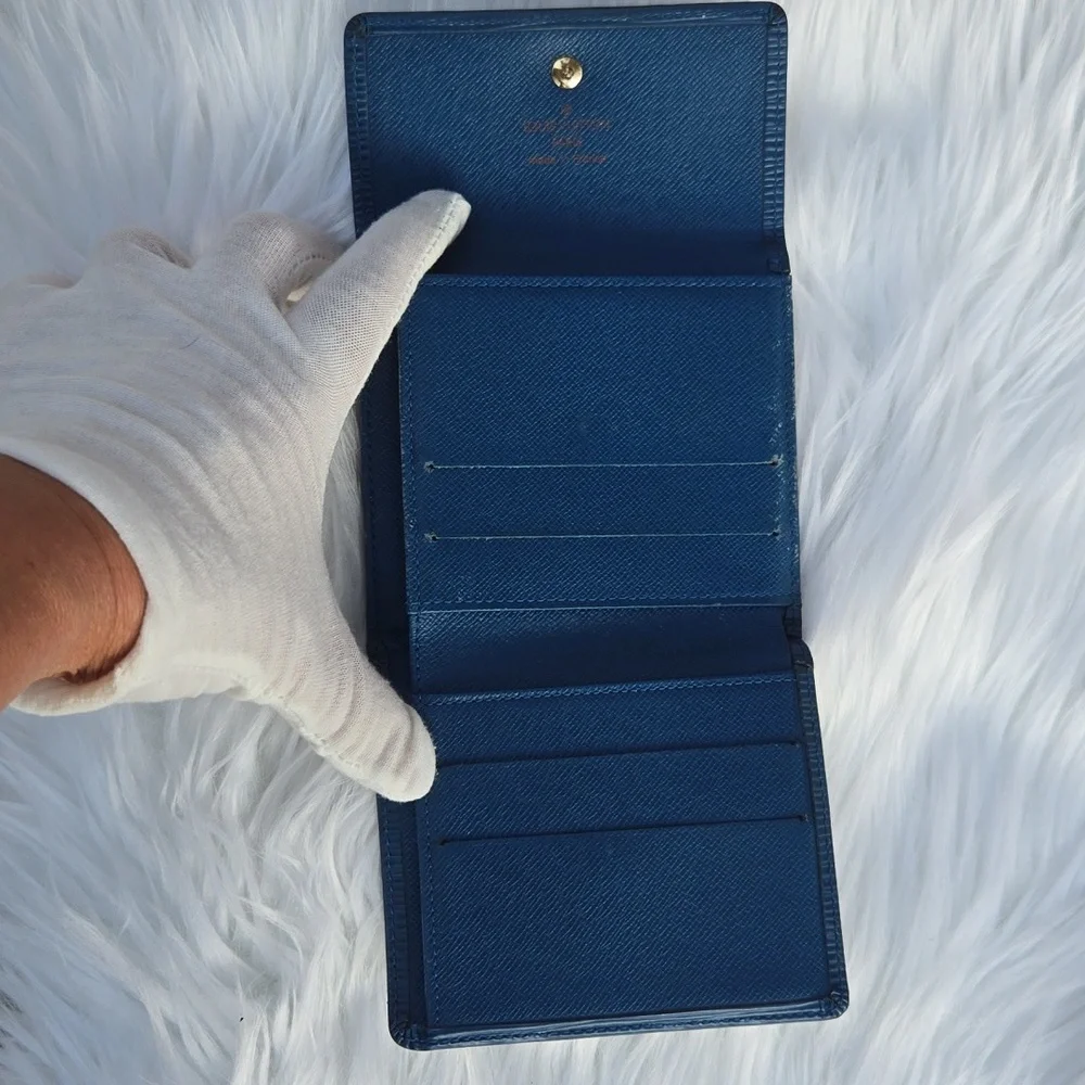 Louis Vuitton Vintage Blue Epileather Elise Women's Trifold Wallet